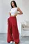 Red Solid Wrap Mid Rise Pants
