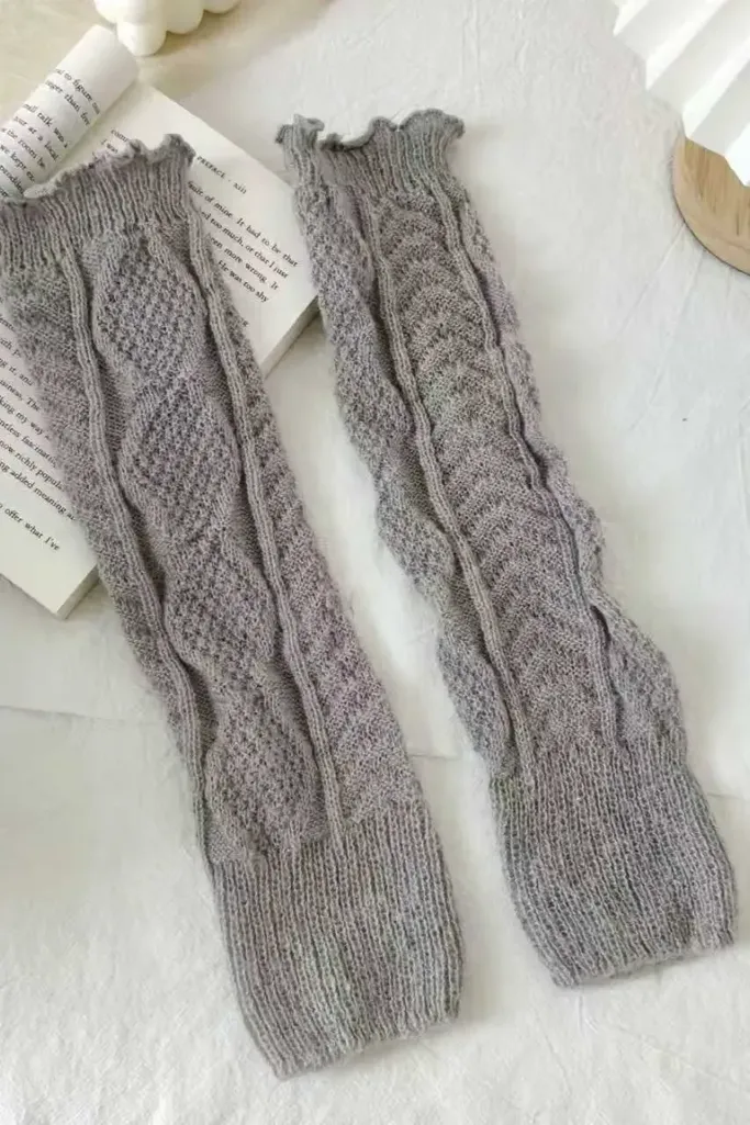 Dark Grey Textured Leg Warmers - Image 1