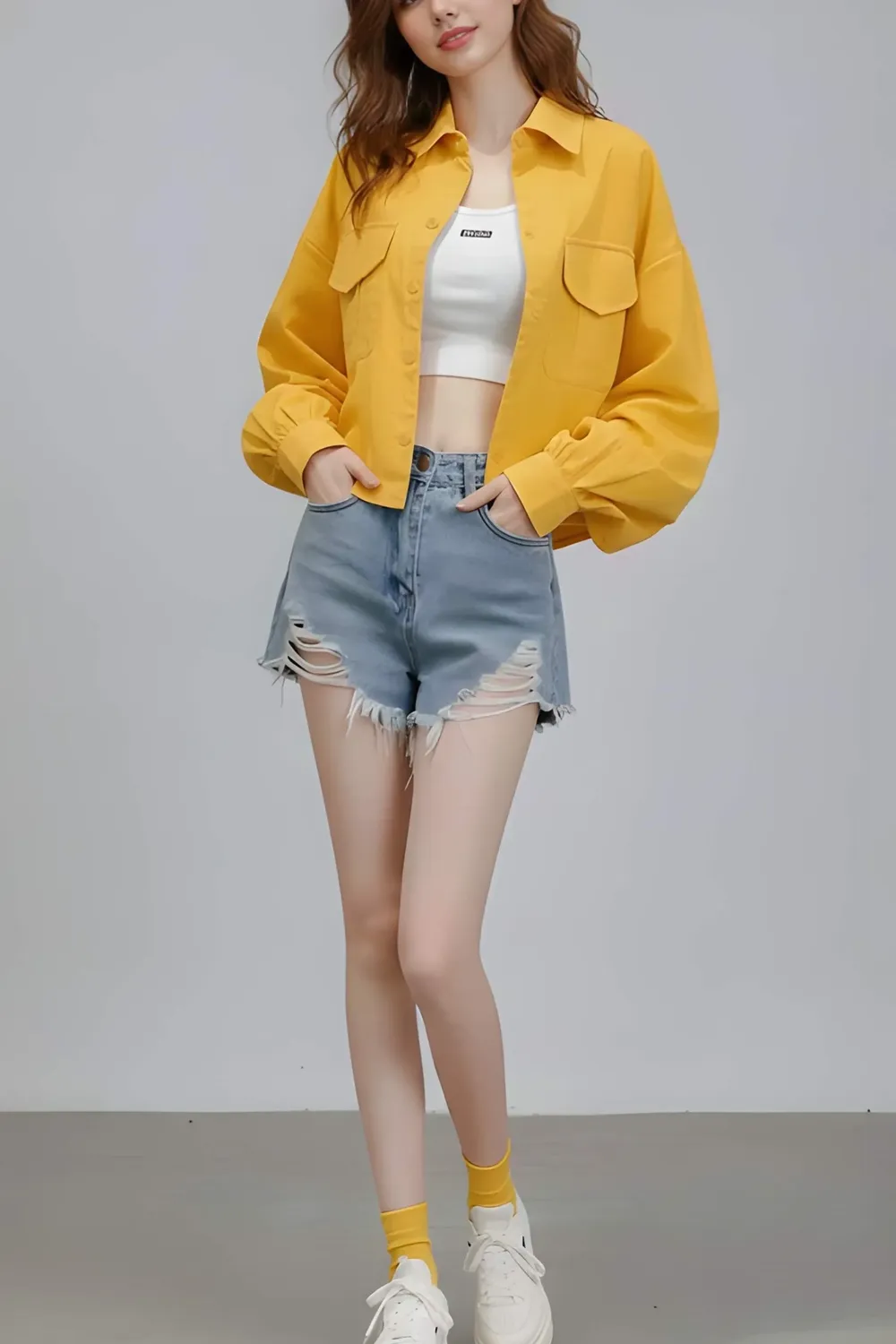 Yellow Oversized Cargo Shacket - NEWME