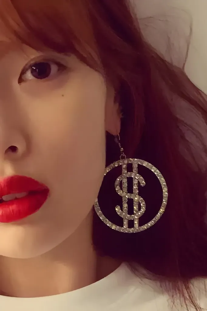 Golden Rhinestone Statement Earrings - Image 1