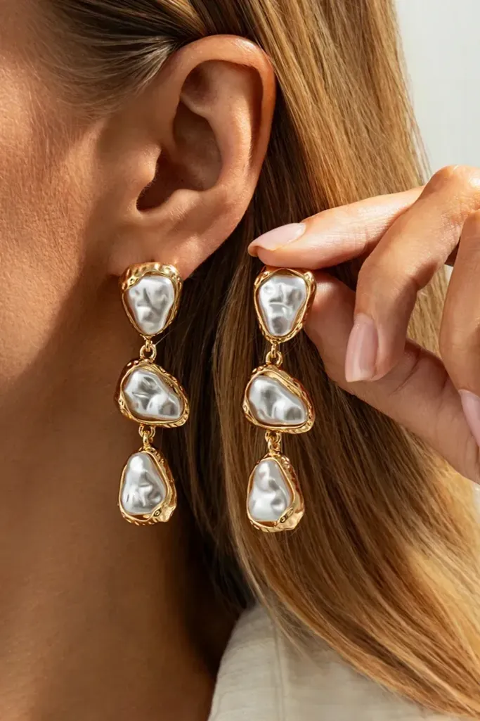Golden Chic Abstract Statement Earrings - Image 1