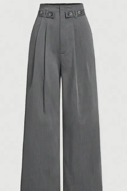 Dark Grey High Rise Formal Pants - Image 1