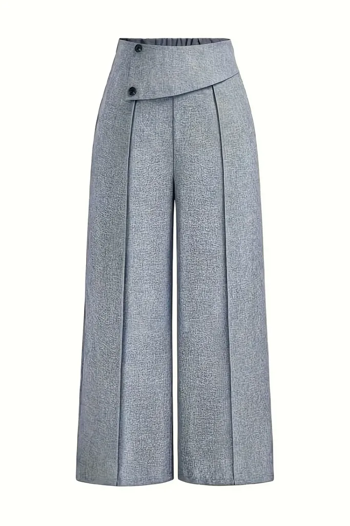 Grey Solid High Rise Formal Pants - Image 1