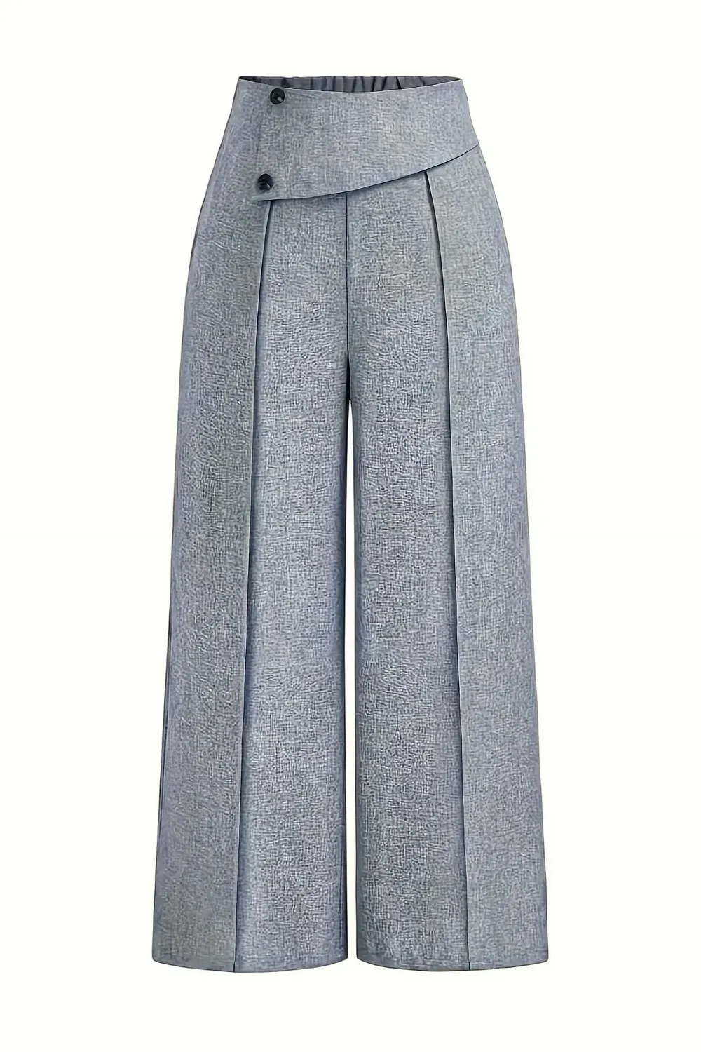 Grey Solid High Rise Formal Pants