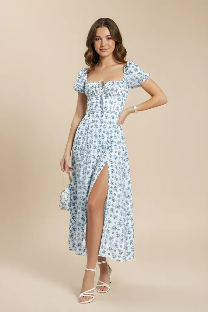 White Floral Maxi Dress - Image 1