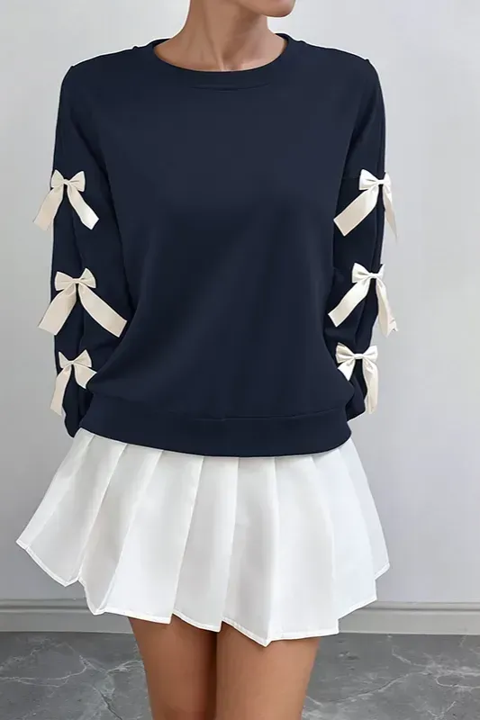 Navy Ribbon Crewneck Sweatshirt - Image 1
