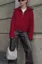 Wine Oversized Zip Collar Sweater
