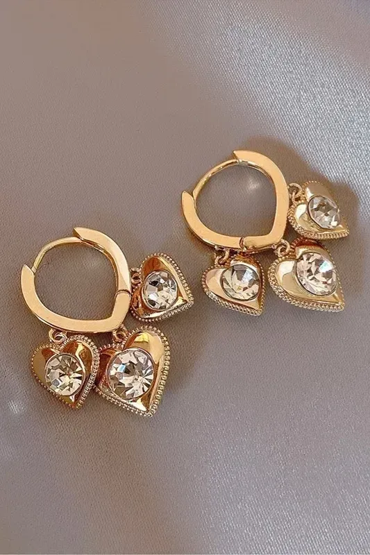 Golden Heart Elegance Earrings - Image 1