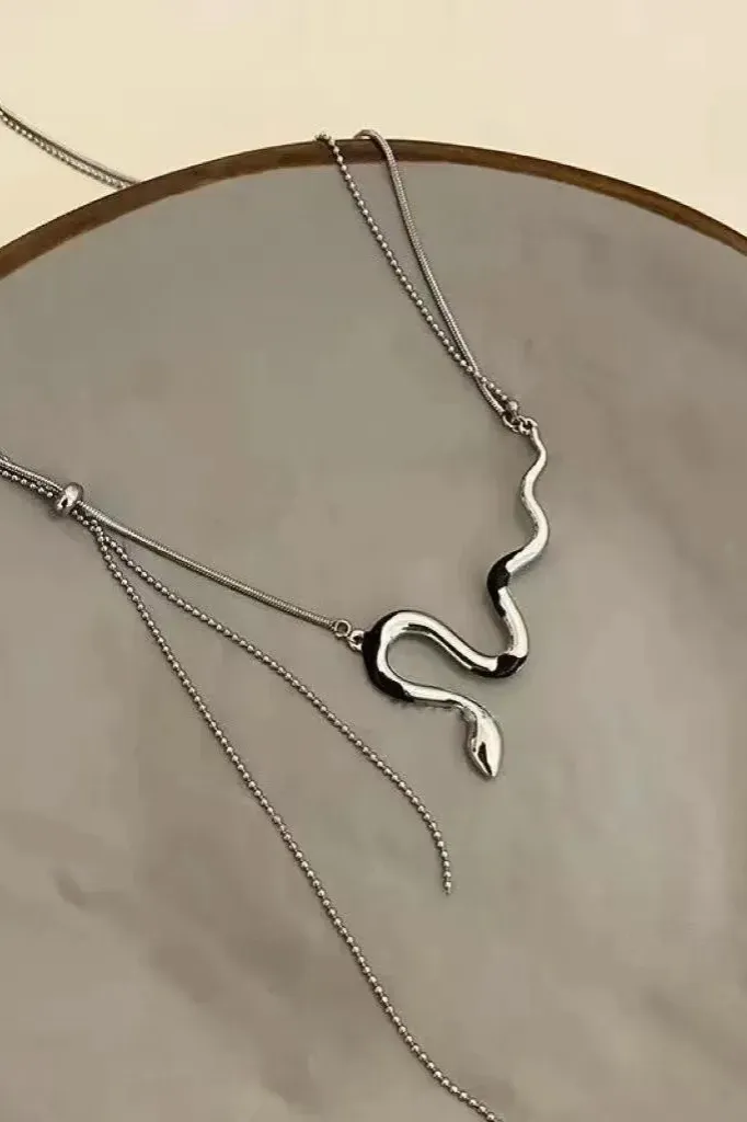 Silver Serpent Statement Necklace - Image 1