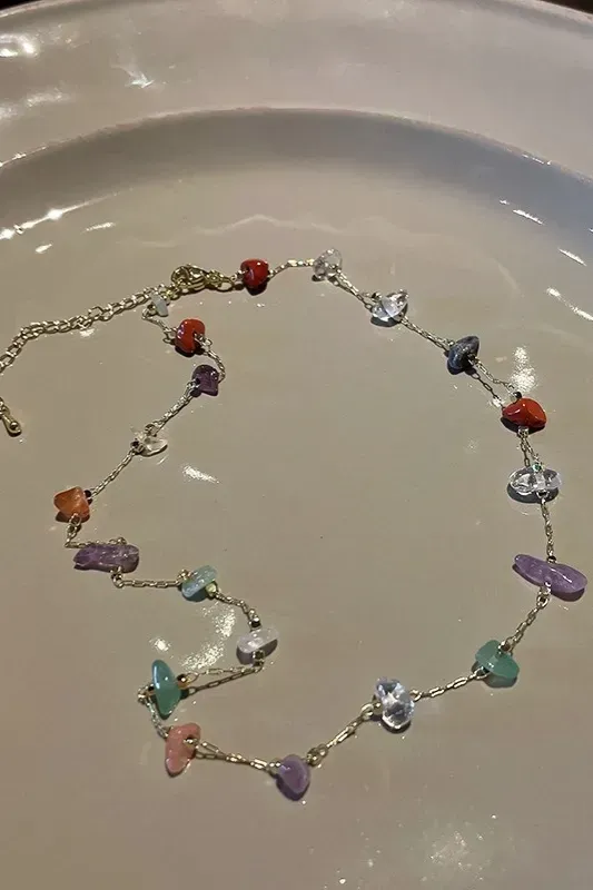 Multicolor Gemstone Choker Necklace - Image 1