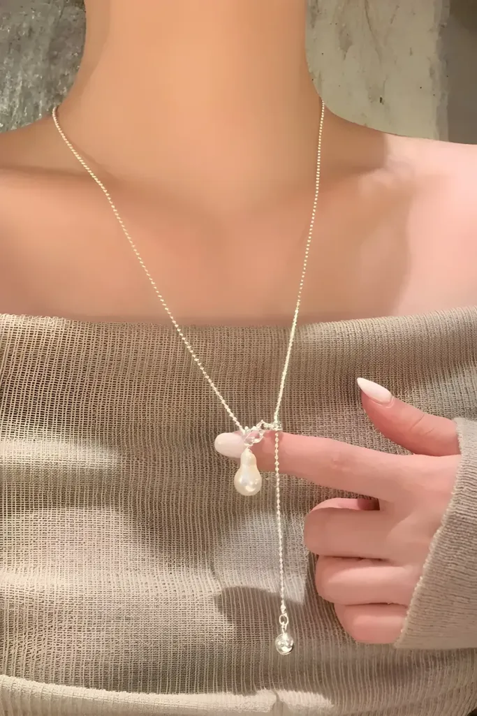 Silver Elegant Lariat Necklace - Image 1