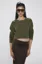 Olive Solid Crew Neck Crop Sweatshirt