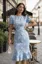 Blue Floral Ruffle Midi Dress