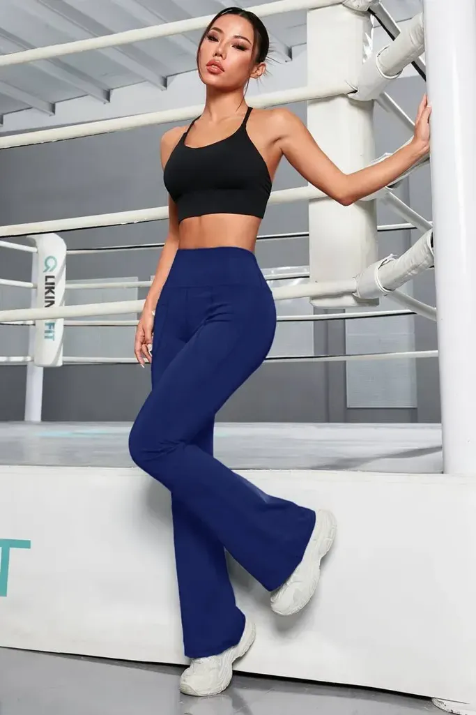 Navy Blue High Rise Bootcut Leggings - Image 1