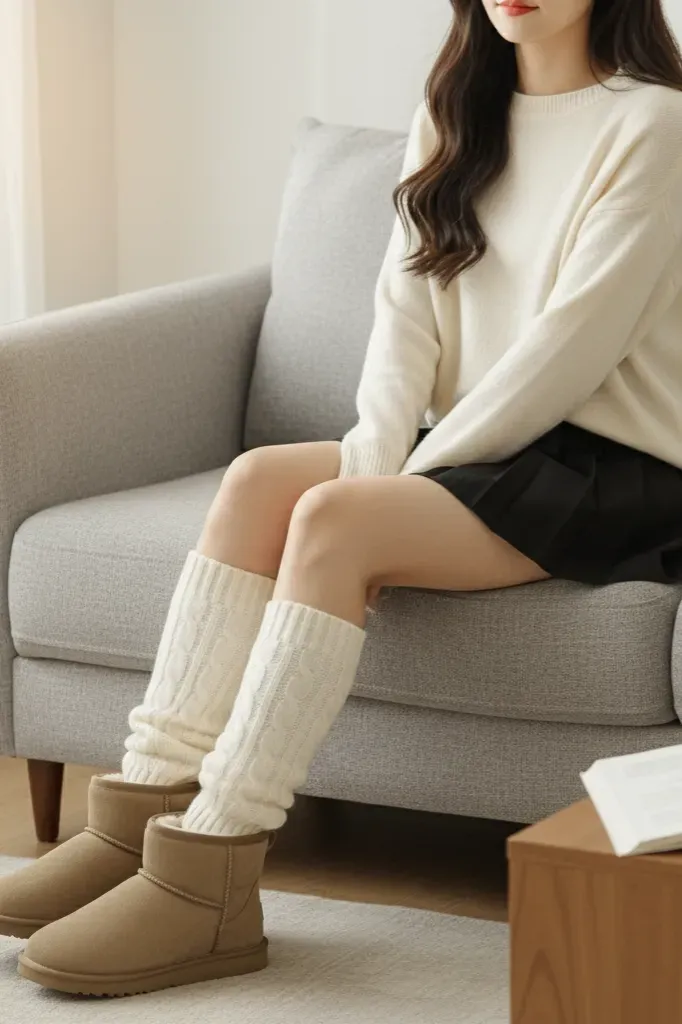 White Solid Textured Gloves - Image 1