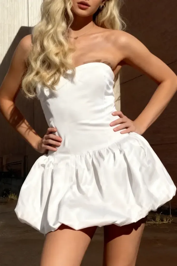 White Tube Neck Mini Dress - Image 1
