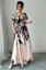 White Abstract Cinched Waist Maxi Dress