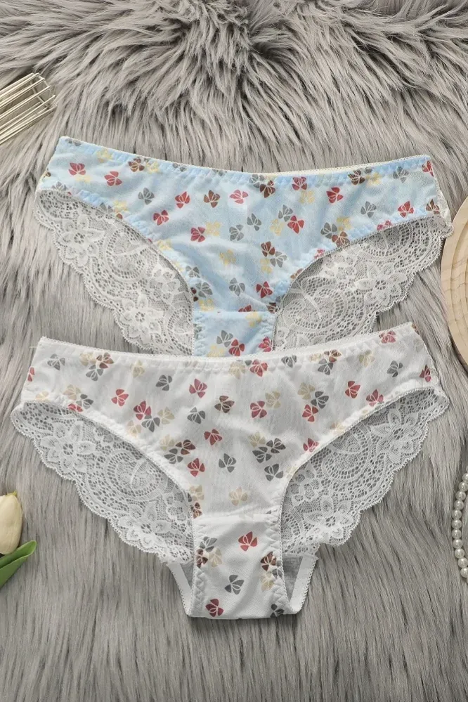 Multi Color Set Of 2 Mid Rise Lace Panties - Image 1