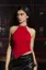 Red Halter Neck Asymmetric Top