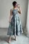 Blue Pleated Floral Midi Dress