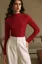 Red Textured High Neck T-Shirt