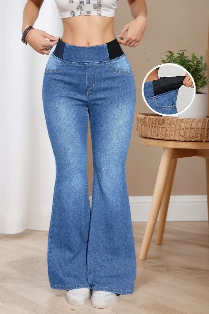 Light Blue High Rise Bootcut Jeans - Image 1