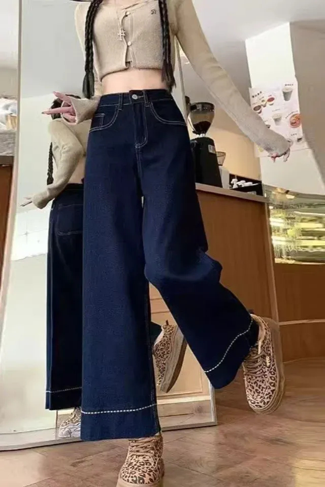 Dark Blue Flare Mid Rise Jeans - Image 1