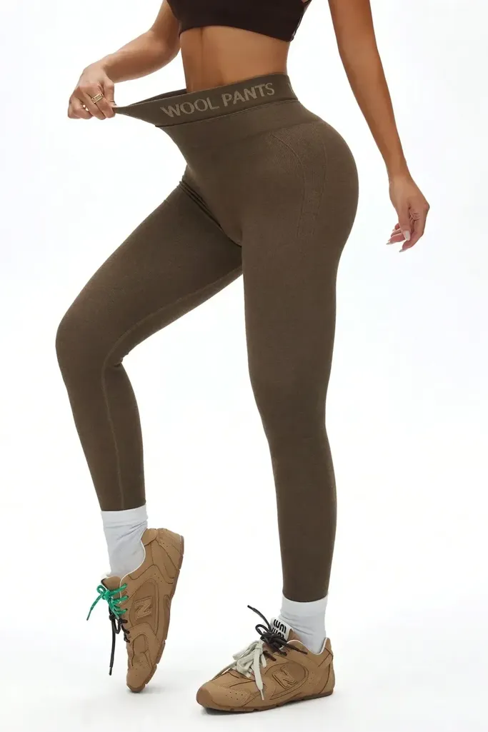 Brown Solid High-Rise Leggings - Image 1