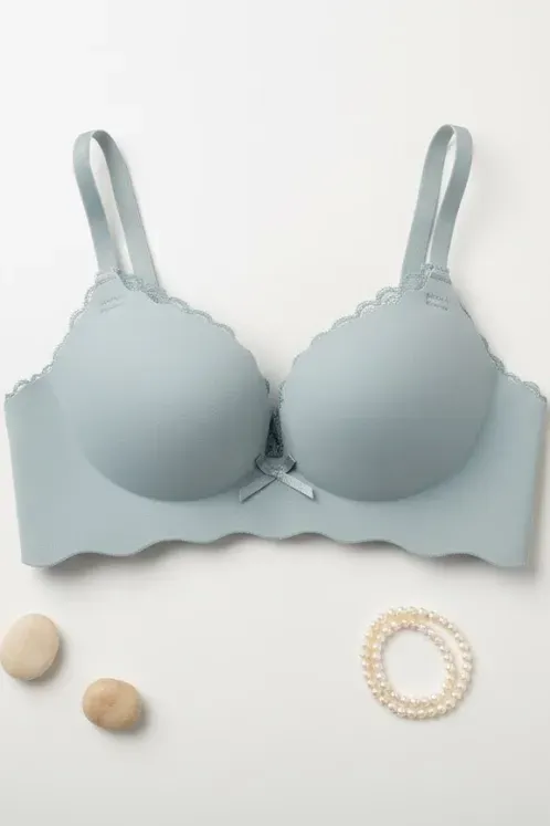 Light Grey Scallop Neck Bra - Image 1