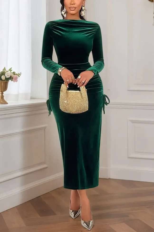 slim fit dress slacks Green Solid Print V Neck Maxi Dress By Wyshlist main image 0