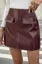 Wine High Rise A-Line Pu Mini Skirt