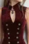 Wine Solid Mandarin Collar Top