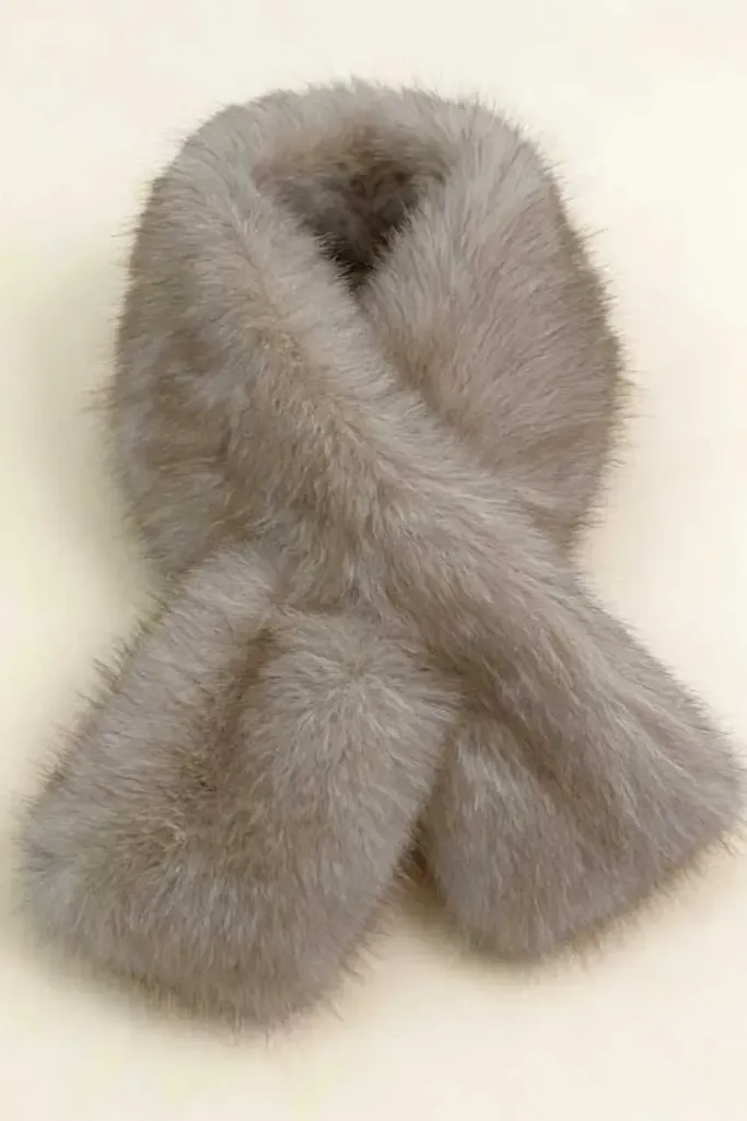 Beige Fur Winter Scarf - Image 1