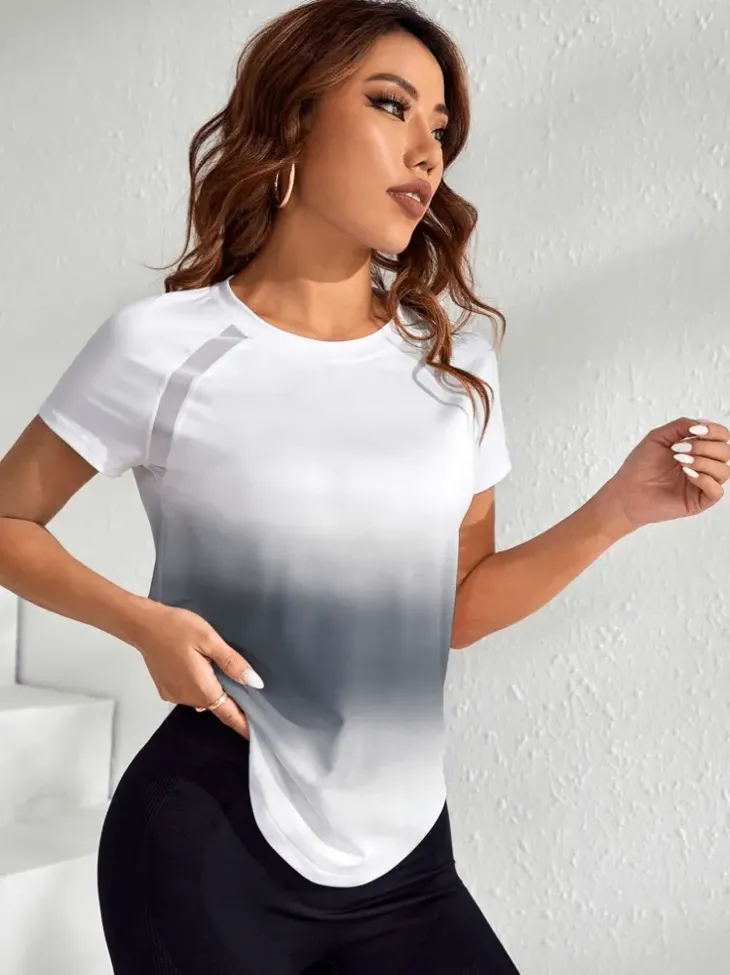 Dark Grey Ombre Crew Neck Tshirt - Image 1