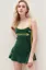 Dark Green Typography Fit Flare Micro Mini Dress