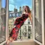 Red Floral Print Maxi Dress
