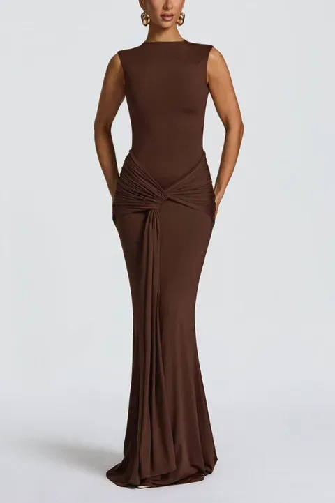long sleeve dinner dress Kiah Backless Maxi in Black length:Tall color_Navy Black Portage 35mm Leather