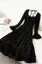 Black Lace Square-Neck Midi Dress