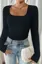 Black Square Neck Fitted Top