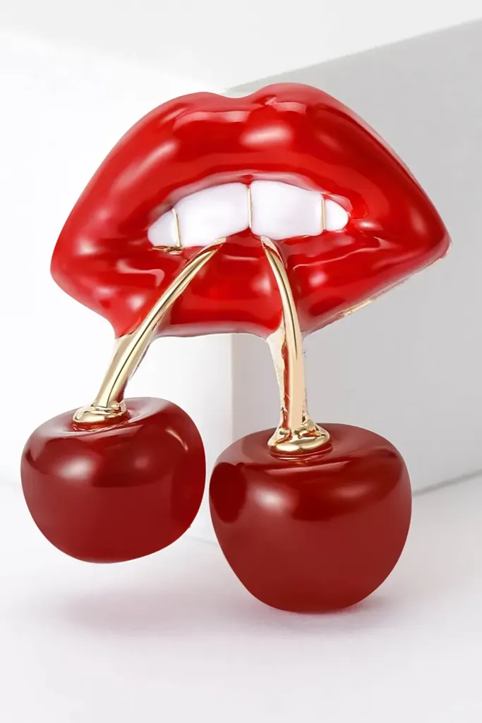 Red Cherry Lip Brooch - Image 1