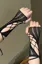 Black Cut-Out Tie Up Gloves
