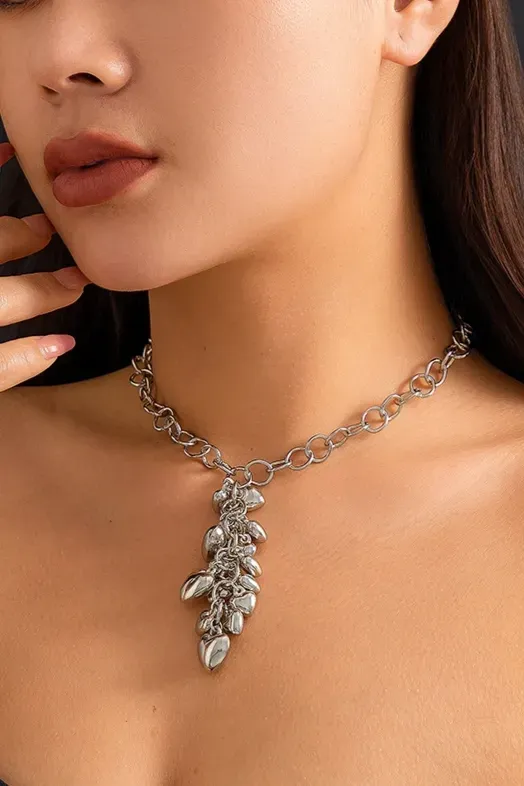 Silver Heart Elegant Statement Necklace - Image 1