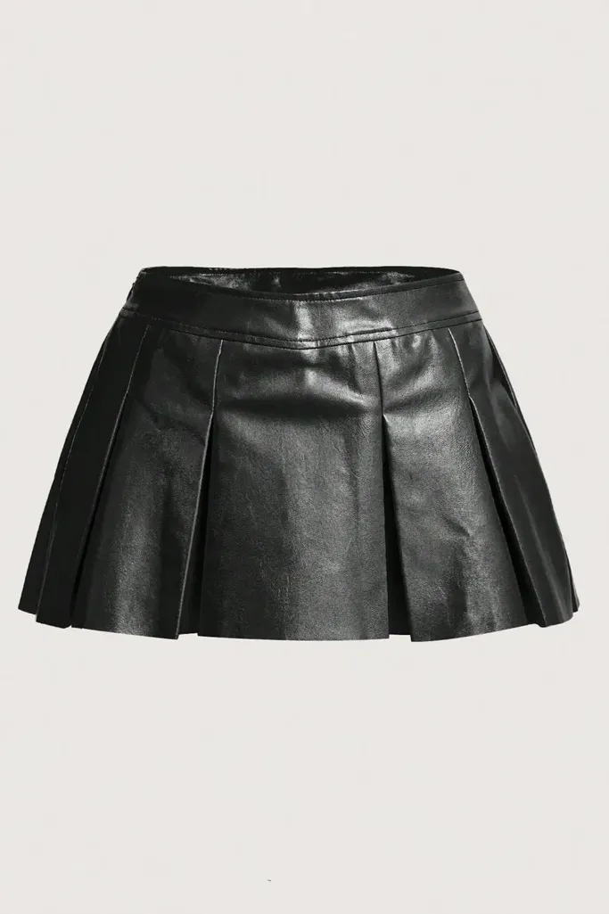 Black Pleated Tennis Mini Skirt - Image 1