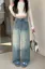 Blue Wide-Leg Mid Rise Jeans