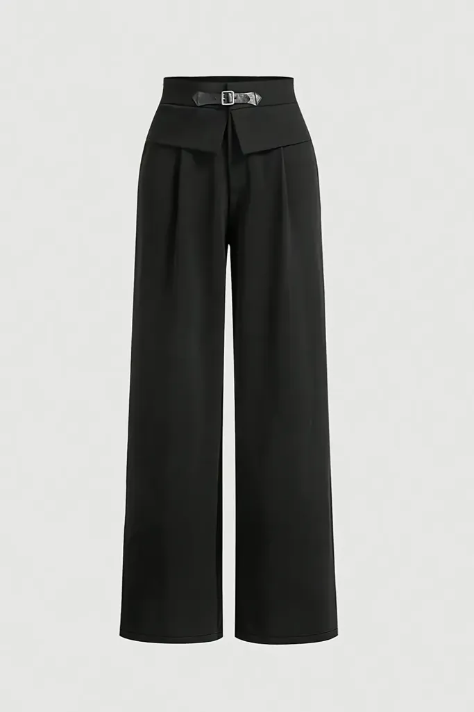 Black High Rise Wide-Leg Pants - Image 1