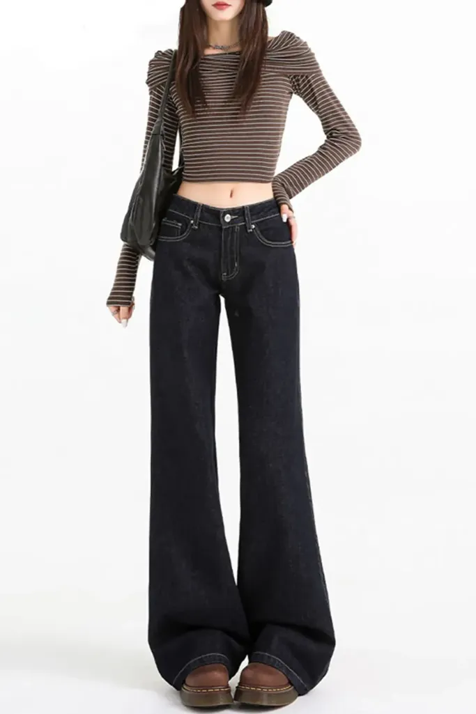 Dark Blue Mid Rise Bootcut Jeans - Image 1