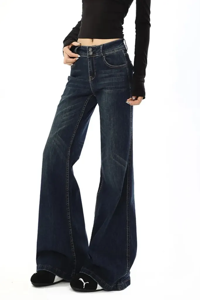 Dark Blue Mid Rise Bootcut Jeans - Image 1