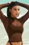 Dark Brown Sheer High Neck Crop Top
