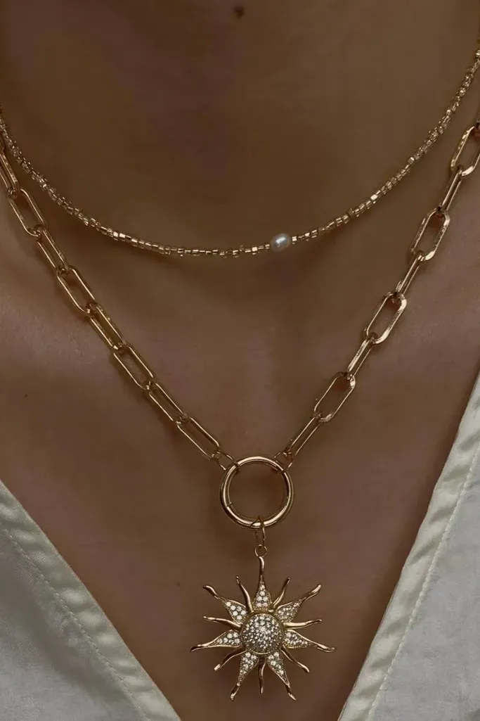 Golden Layered Pendant Necklace - Image 1