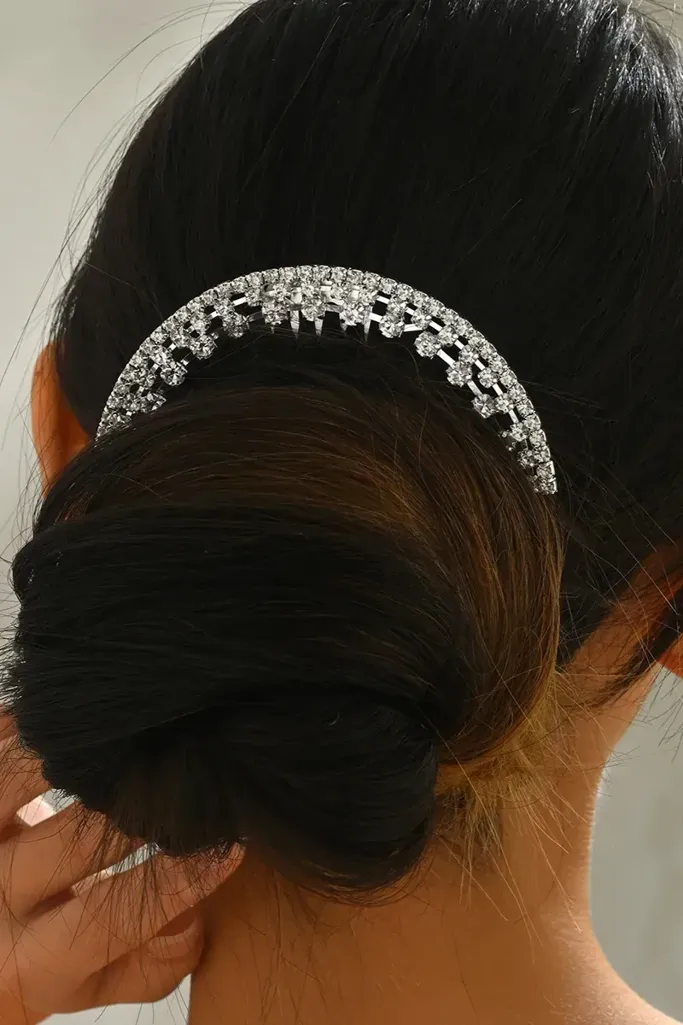 Silver Rhinestone Embellished Hair Pin - Image 1